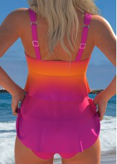 High Waisted Ombre Layered Pink Tankini Set