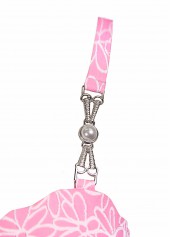 Jacquard Square Neck Pink One Piece Swimdress