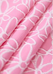 Jacquard Square Neck Pink One Piece Swimdress