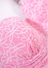 Jacquard Square Neck Pink One Piece Swimdress