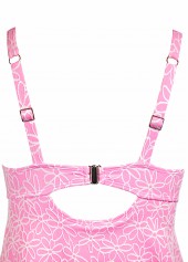 Jacquard Square Neck Pink One Piece Swimdress