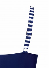 Striped Criss Cross Navy One Piece Swimwear