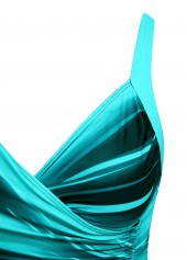 Ombre Drawstring Cyan One Piece Swimdress