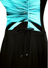 Ombre Drawstring Cyan One Piece Swimdress
