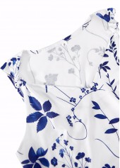 Leaf Print White Sleeveless V Neck Tank Top