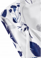 Leaf Print White Sleeveless V Neck Tank Top