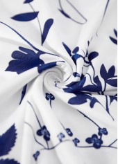 Leaf Print White Sleeveless V Neck Tank Top