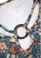 Floral Print Circular Ring Multi Color Sleeveless Tank Top