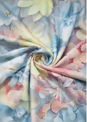 Floral Print Patchwork Light Blue Sleeveless Tank Top