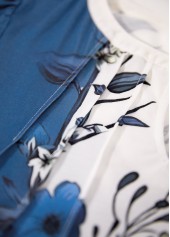 Floral Print Cut Out White Short Sleeve T Shirt