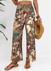 Tribal Print Soft Light Camel Wide Leg Pants