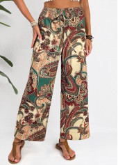 Tribal Print Soft Light Camel Wide Leg Pants