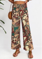 Tribal Print Soft Light Camel Wide Leg Pants