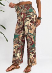 Tribal Print Soft Light Camel Wide Leg Pants