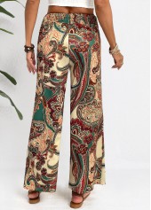 Tribal Print Soft Light Camel Wide Leg Pants