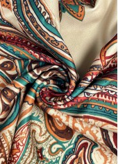 Tribal Print Soft Light Camel Wide Leg Pants