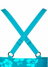 Plus Size Mid Waisted Cyan Floral Print Tankini Set