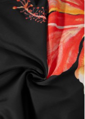 Floral Print Circular Ring Orange One Piece Swimwear