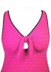 Mid Waisted Jacquard Hot Pink Tankini Set