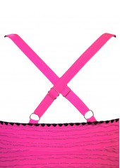 Mid Waisted Jacquard Hot Pink Tankini Set