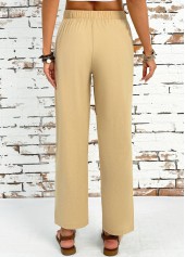 Light Camel Straight Leg Elastic Waist High Waisted Pants