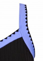 Mid Waisted Floral Print Contrast Binding Black Tankini Set