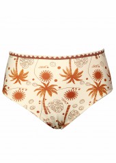 Mid Waisted Tropical Plants Print Criss Cross Tankini Set