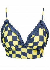 Mid Waisted Plaid Two Piece Light Yellow Bikini Set