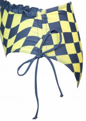 Mid Waisted Plaid Two Piece Light Yellow Bikini Set