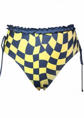 Mid Waisted Plaid Two Piece Light Yellow Bikini Set