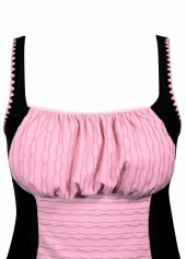 Mid Waisted Jacquard Light Pink Tankini Set