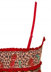 Mid Waisted Leopard Two Piece Red Tankini Set