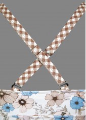 Mid Waisted Floral Print Ruched Light Coffee Tankini Set