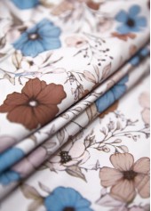 Mid Waisted Floral Print Ruched Light Coffee Tankini Set