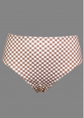 Mid Waisted Floral Print Ruched Light Coffee Tankini Set