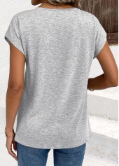 Light Grey Short Sleeve V Neck Tunic T Shirt