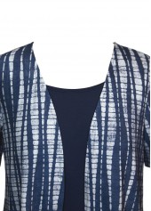 Plus Size Navy Patchwork Fake Two Piece Twinset