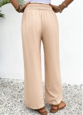 Light Coffee Wide Leg Elastic Waist High Waisted Pants