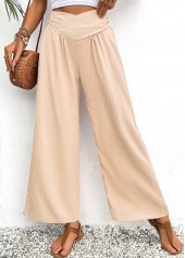 Light Coffee Wide Leg Elastic Waist High Waisted Pants