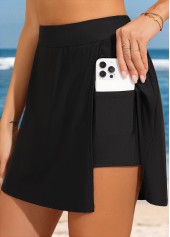 Pocket Side Slit High Waisted Black Pantskirt
