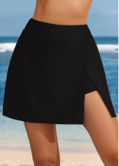 Pocket Side Slit High Waisted Black Pantskirt