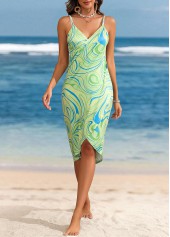 Geometric Print Light Green Cover Up