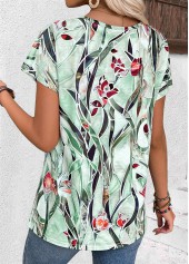 Floral Print Multi Color Short Sleeve T Shirt