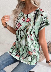 Floral Print Multi Color Short Sleeve T Shirt