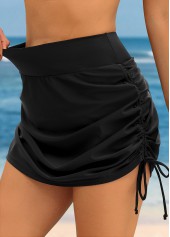 High Waisted Black Ruched Swim Skirt