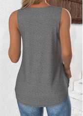 Grey Sleeveless V Neck Tank Top