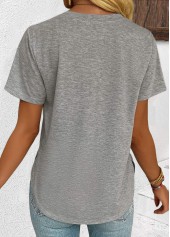 Grey Short Sleeve V Neck T Shirt