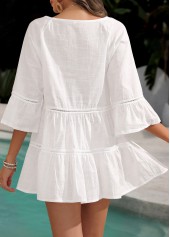 White Button 3/4 Sleeve Cover Up