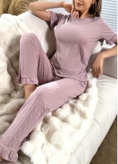 Light Pink Round Neck Lounge Top and Pants