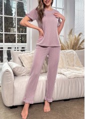 Light Pink Round Neck Lounge Top and Pants